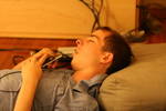 Sun Oct 12 01:26:20 2008 - A passed out Chris, still cradling his cell phone.